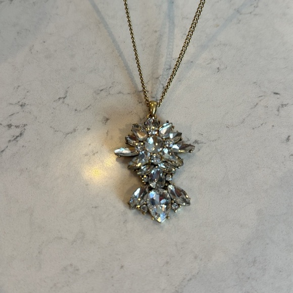 J Crew long hold tone crystal costume necklace. NWT​ - Picture 2 of 3